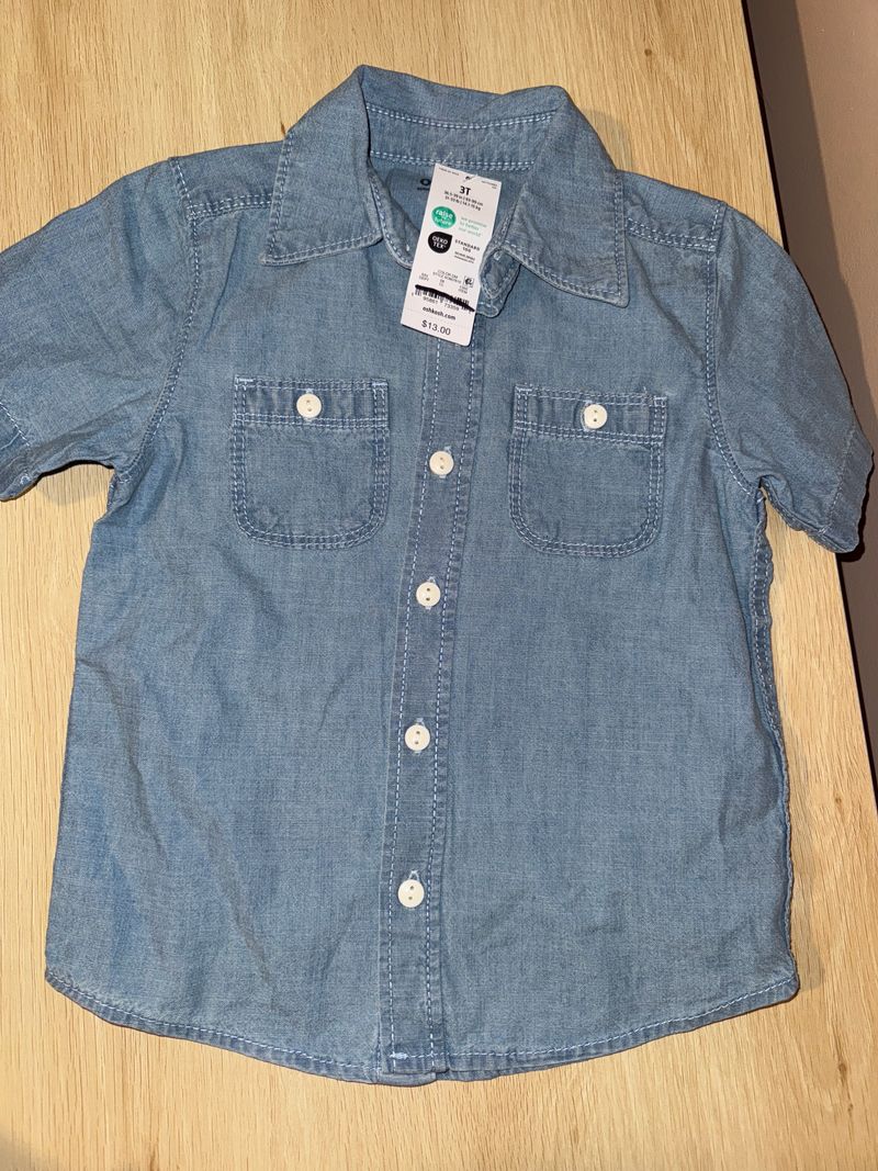Carters nwt denim short sleeve button down 3T