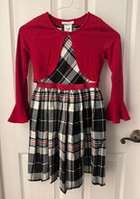 Load image into Gallery viewer, Bonnie Jean Holiday Dress with shrug Like New! Red/black size 7 girls holiday dress w/shrug, orig.$58 7
