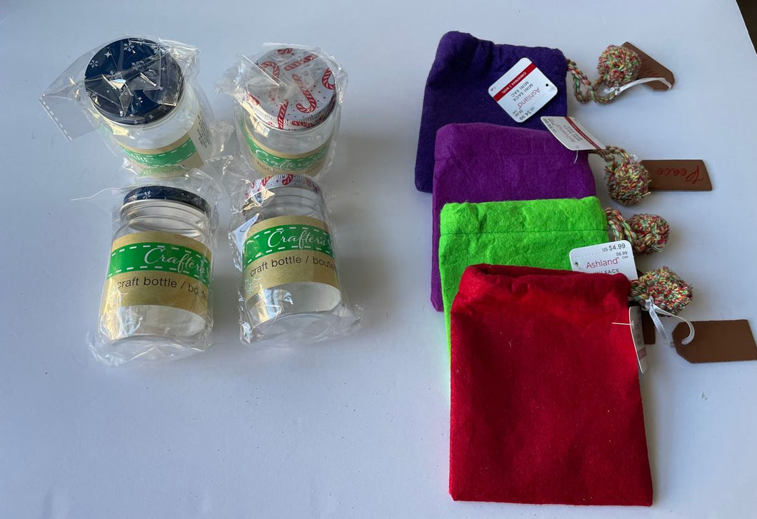 NWT - 4 craft bottles and 4 mini sacks