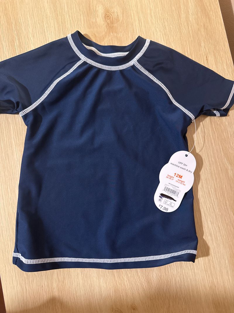 Wonder Nation nwt navy blue swim shirt 12 Months