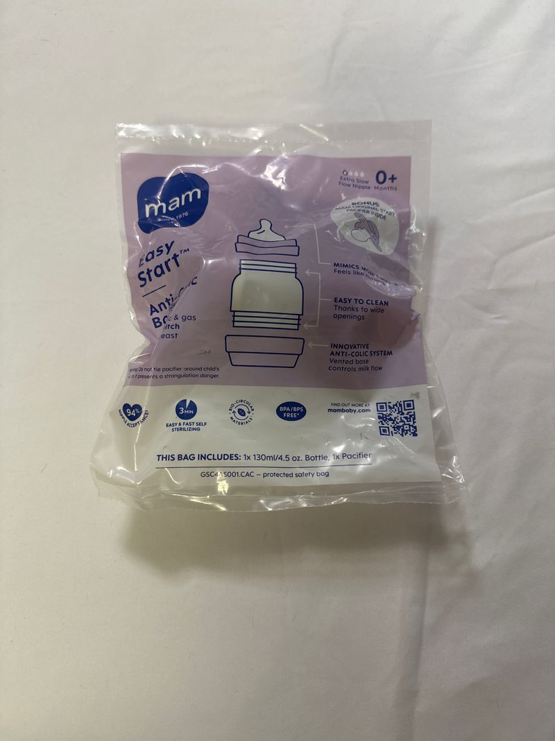 Mam NIB anti colic 4.5 oz bottle and pacifier