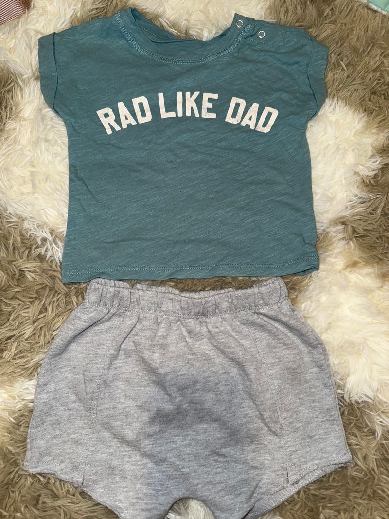Grayson Mini rad like dad tshirt with gray sweat shorts 18 Months