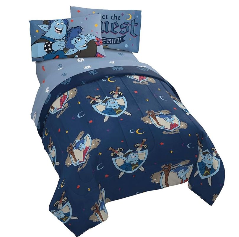 Disneys Onward Reversible comforter flat sheet fitted sheet and one pillowcase Twin