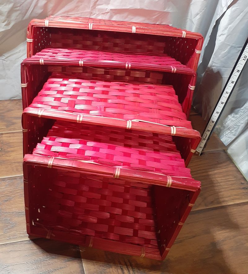 4 baskets red wicker nesting baskets