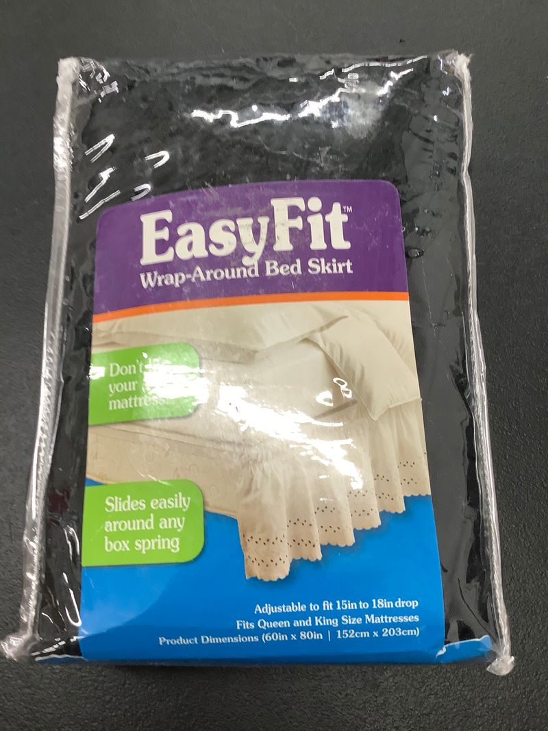 Easy Fit NIP black bed skirt. Small tear as shown Queen