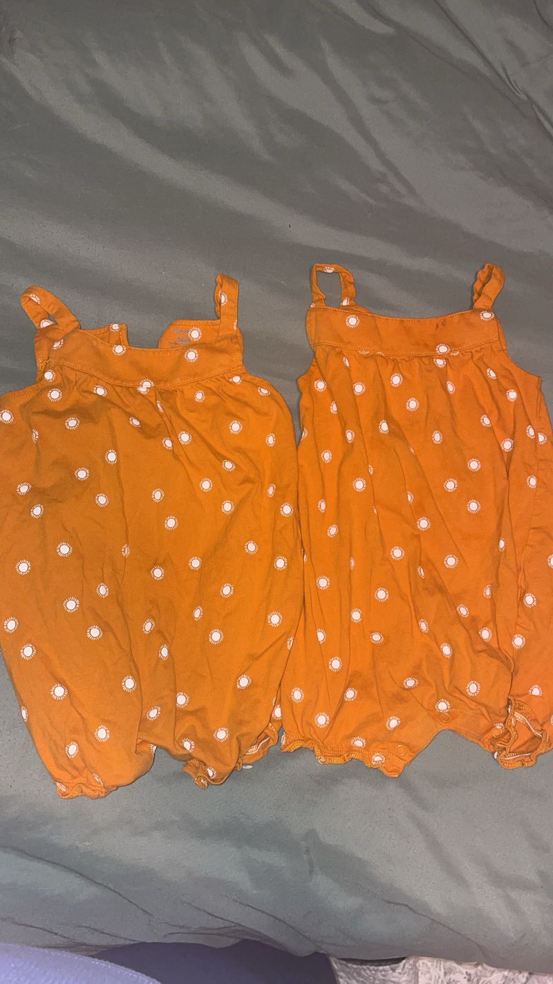 Carters Orange rompers 24 Months