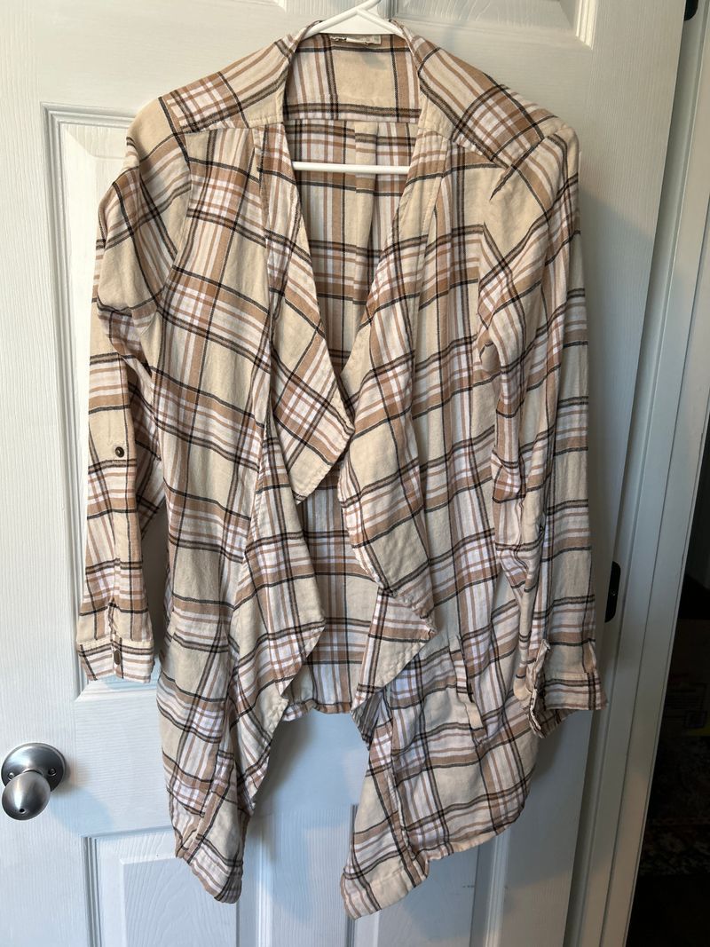 Cato Tan and brown plaid cardigan Women's - L