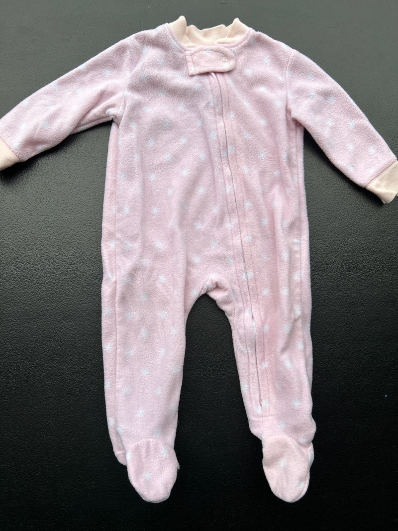 HB footed pajamas, 0-3 months Pink, fleece, polka dot Newborn