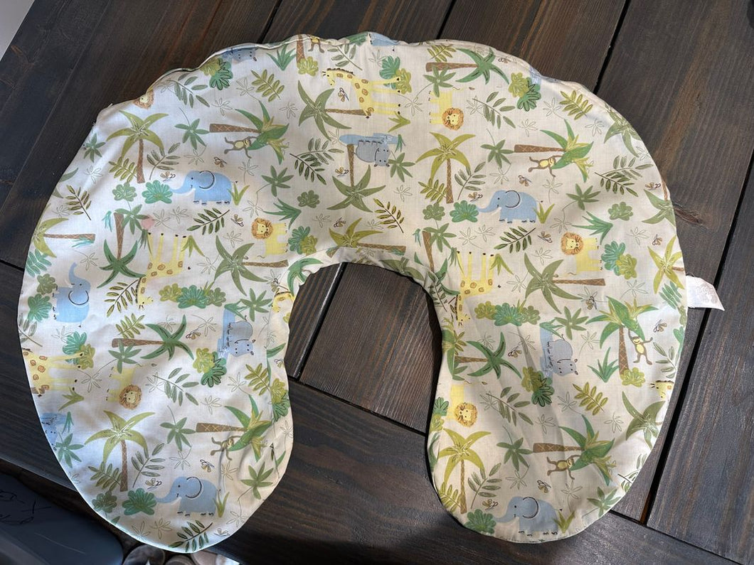 Nursing pillow cover Safari pillow cover. Has tiny pink stain