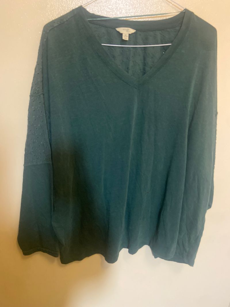 Terra Sky Green long sleeve  v cut Women's - XXXL