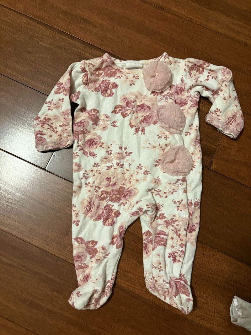 6-9M Rose pink snap up sleeper Laura Ashely  6 Months