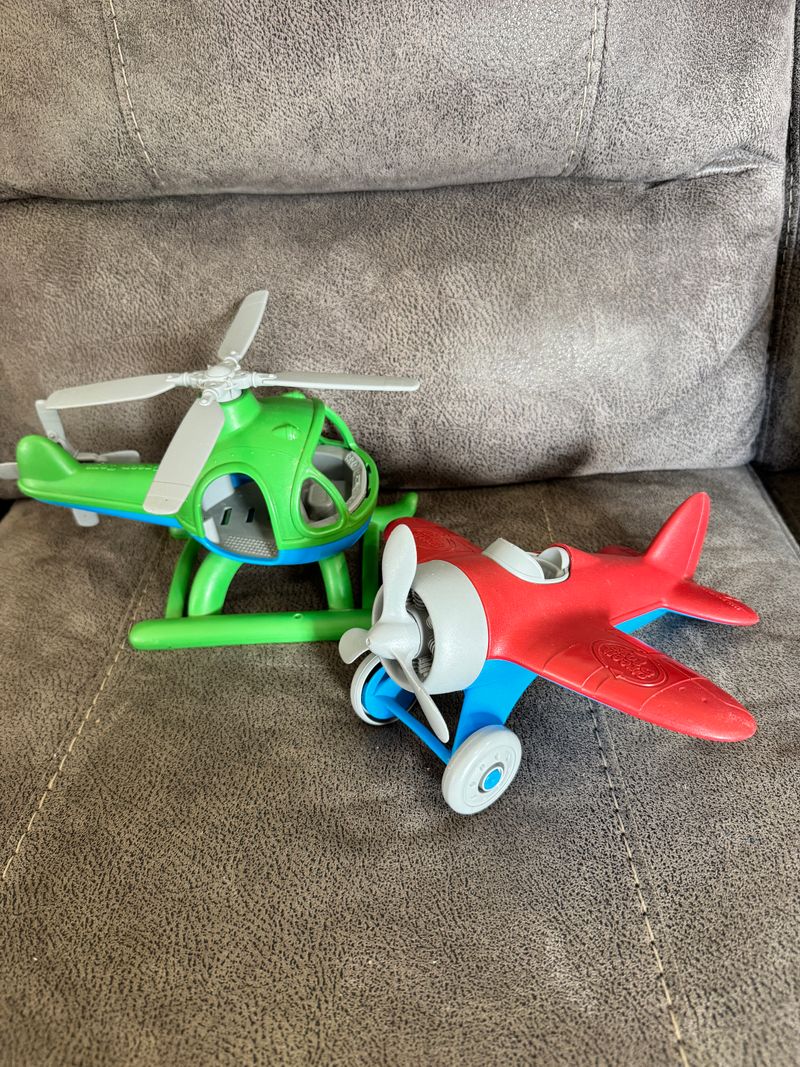 The Green Toys Helicopter and airplane
