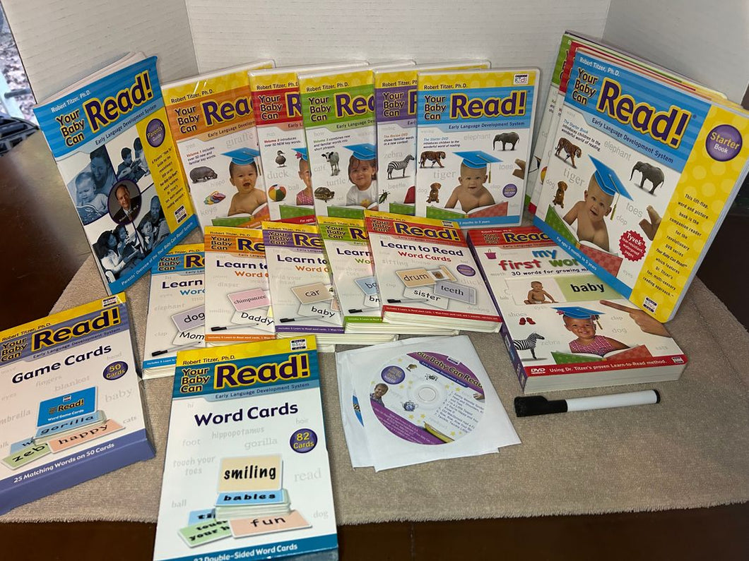 Your baby can read deluxe learning kit. DVDs, books, word cards, game cards. NEW out of box Educational