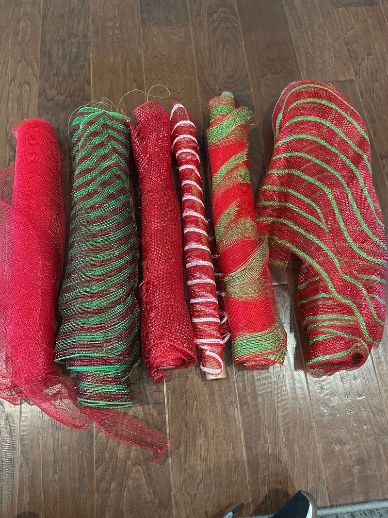 Used rolls of mesh ribbon