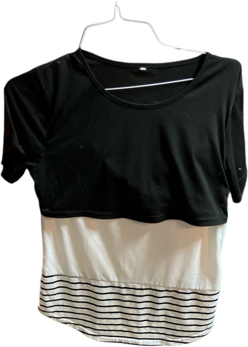 Nursing top Black striped maternity nursing postpartum top Women's Med 8-10