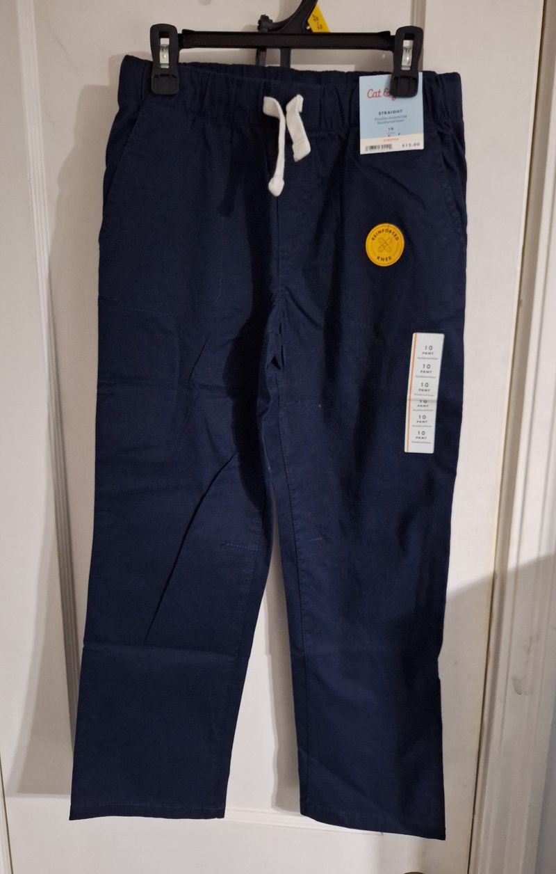 Cat & Jack Straight Khaki Pants w/ Reinforced Knee NWT 10