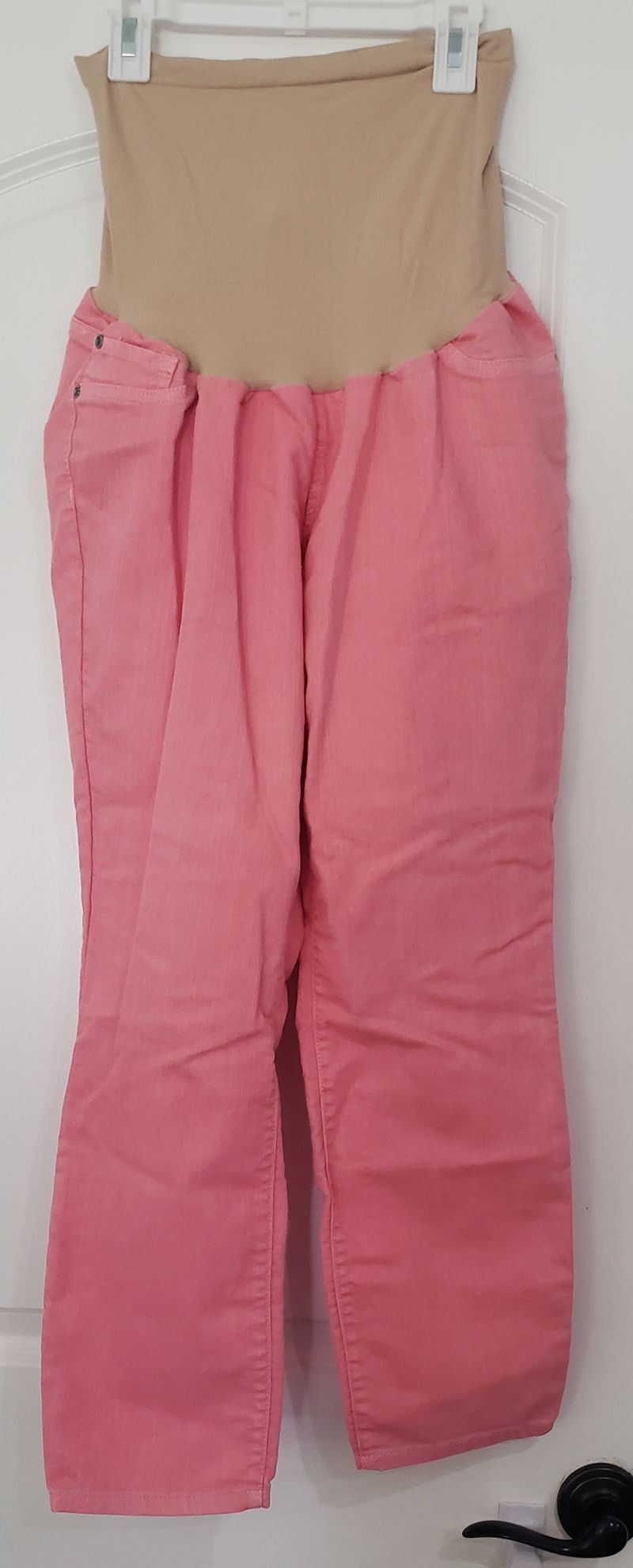 Motherhood Maternity full panel pink/peach jeans Size large Women's Large 12-14