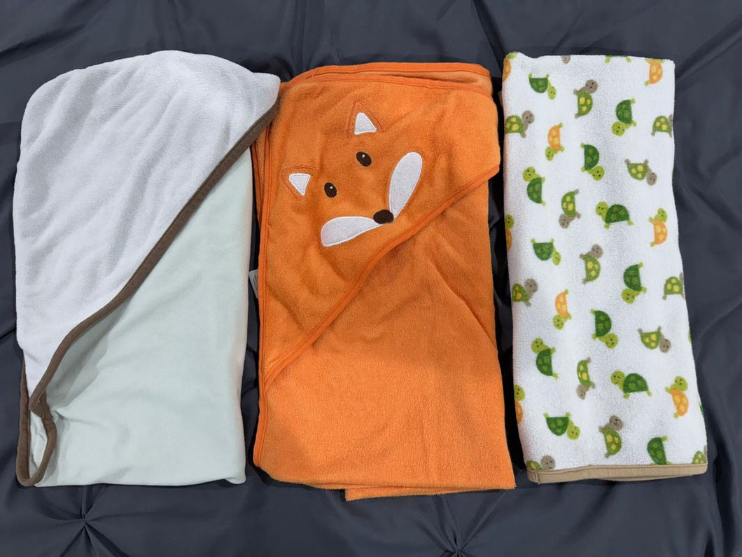 3 baby towels - 2 hooded  Bathing