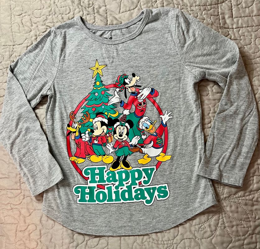 NWOT Disney Happy Holiday LS Tee Heather gray 5T