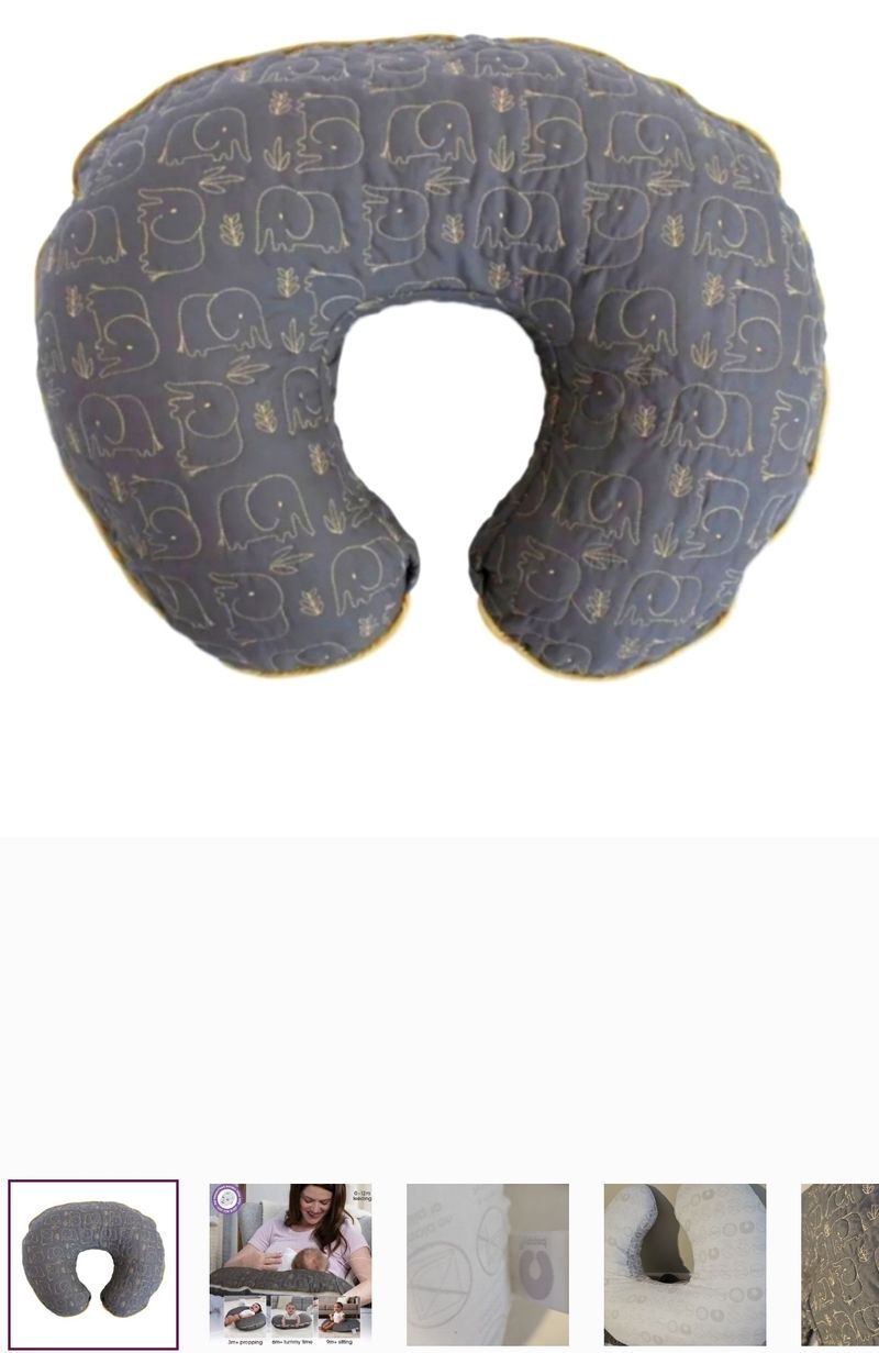 Boppy luxe Gray yellow elephant pattern excellent condition