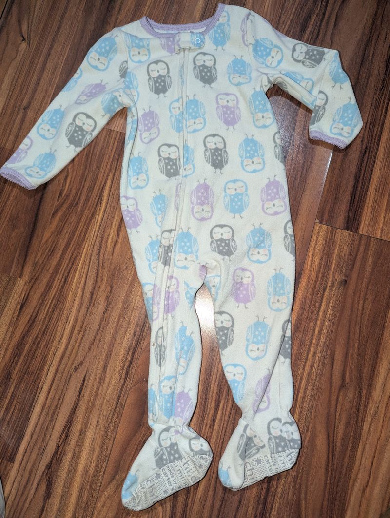Carter's fleece zip front owl footed pajamas  18 Months