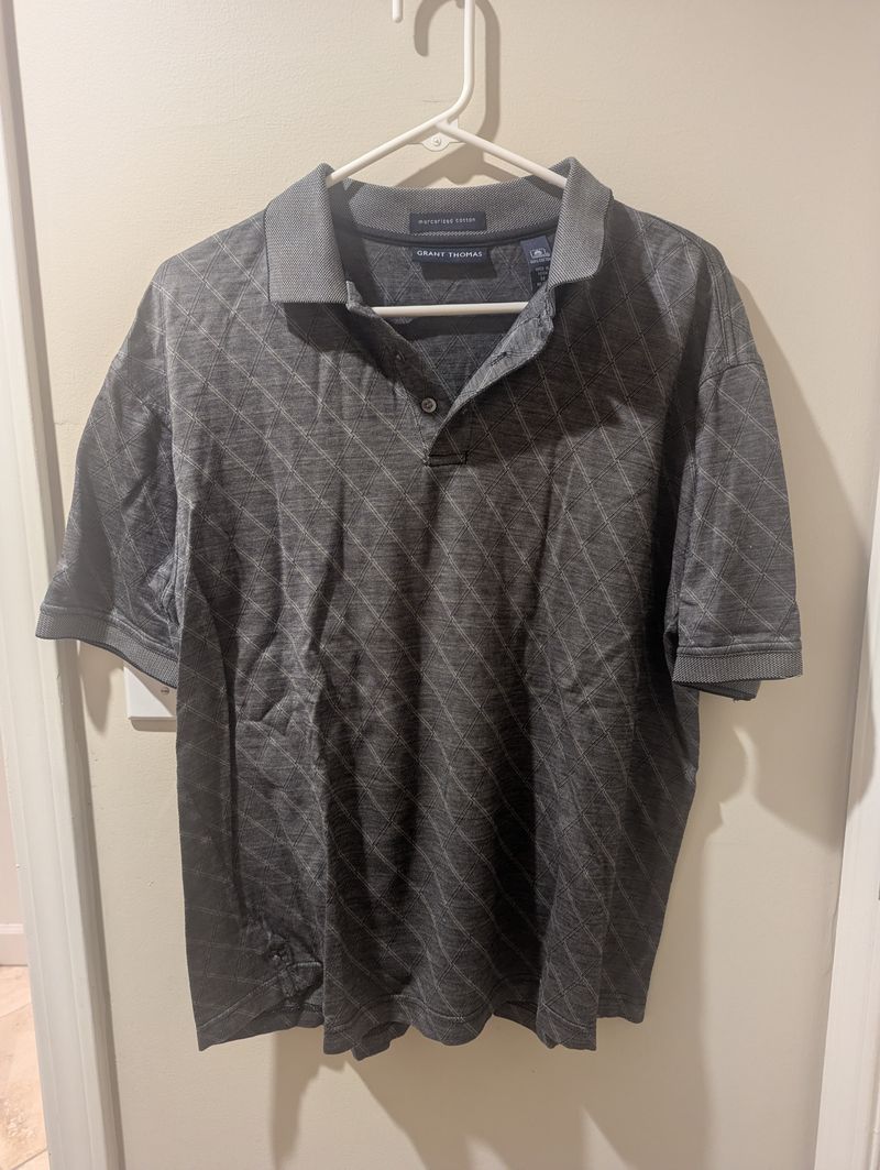 Grant Thomas polo pattern in shades of gray Men's - M
