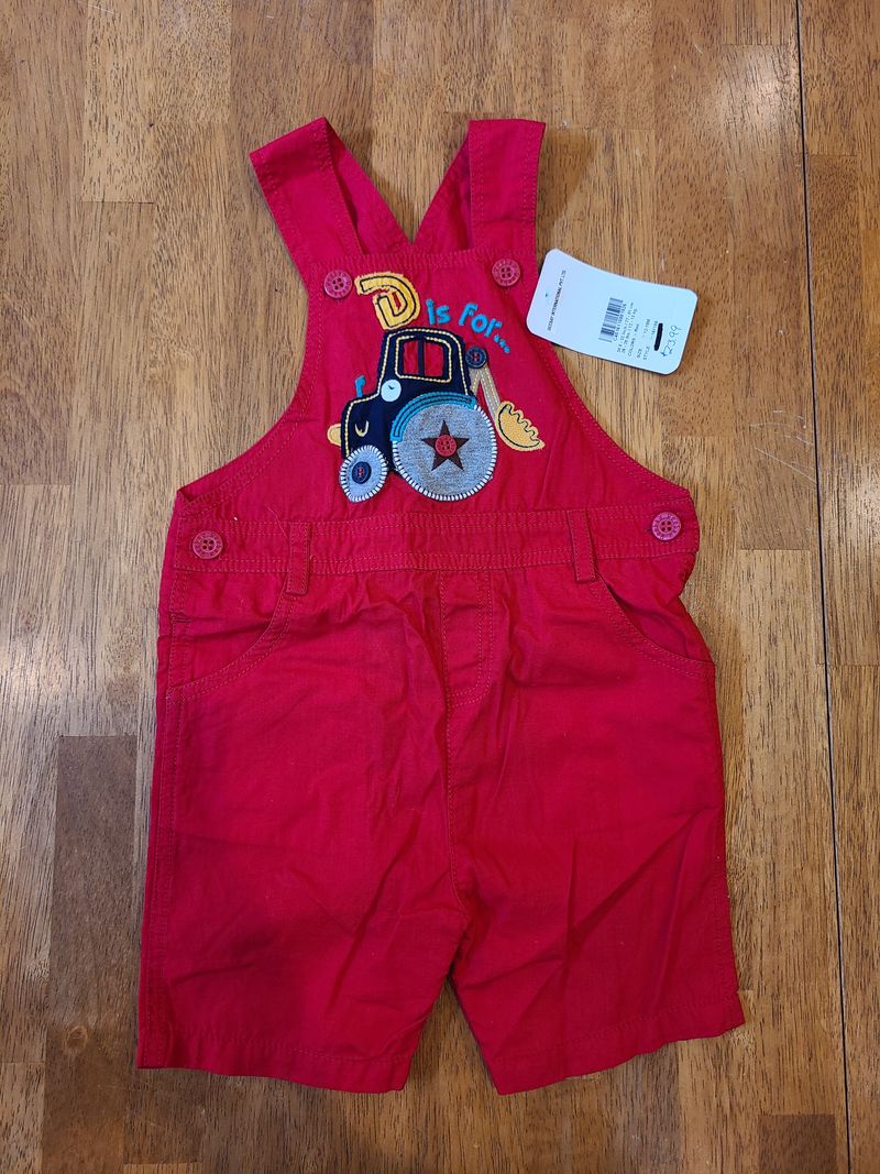 Beebay NWT SMR red shortalls with monogram digger 12 Months