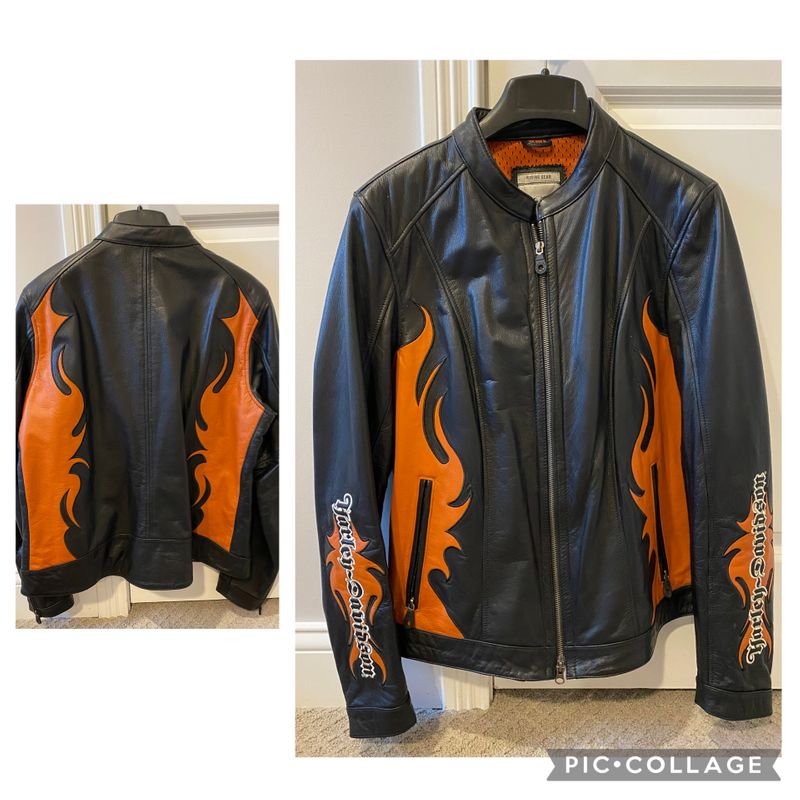Harley Davidson Leather jacket black and orange Women's - XL