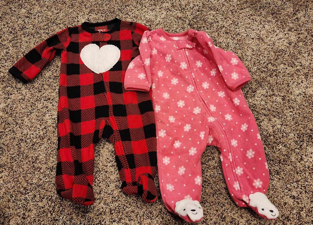 Carters 3mo fleece sleepers.  3 Months