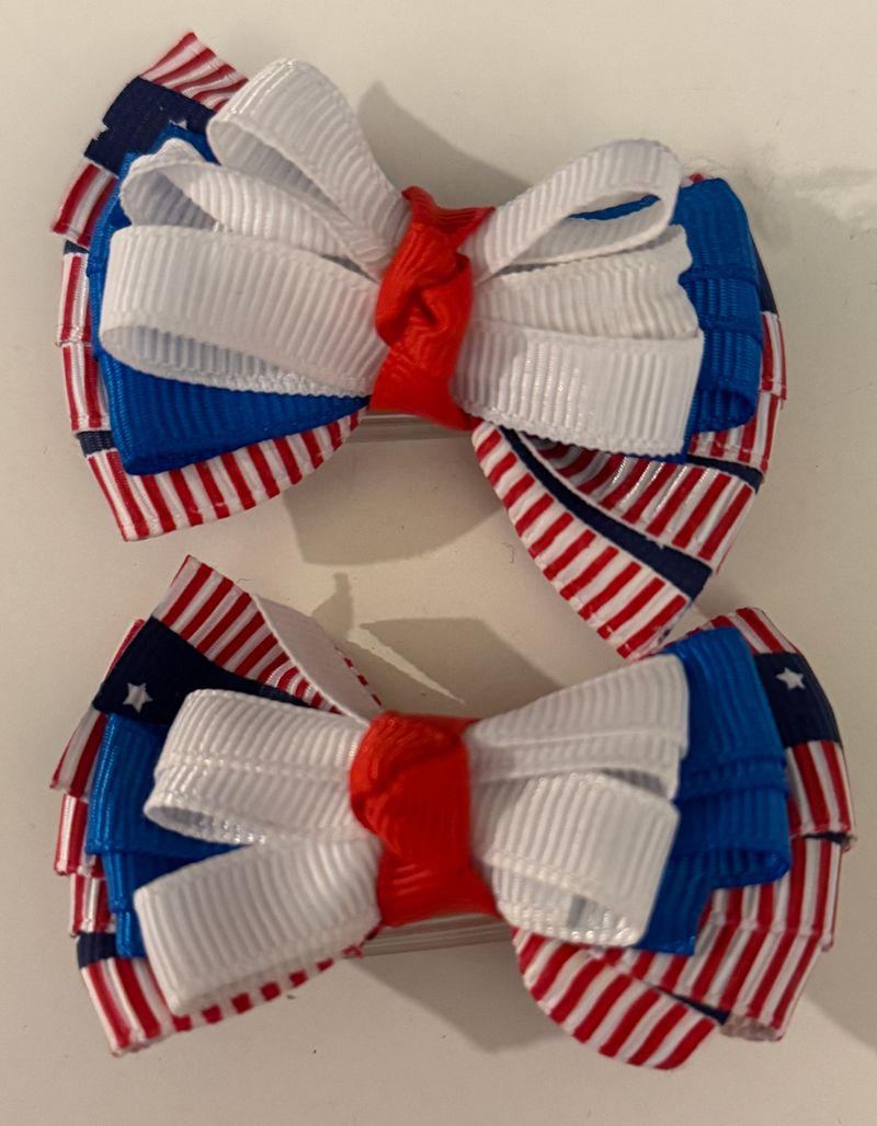 4th of July Red White Blue Hair Bow Clips