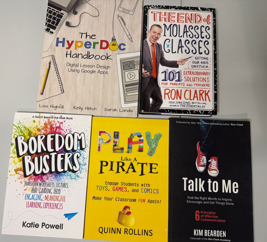 5 teacher PD books Ron Clark HB hyperdocs, boredom busters,play like a pirate, talk to me Book-Non-Fiction