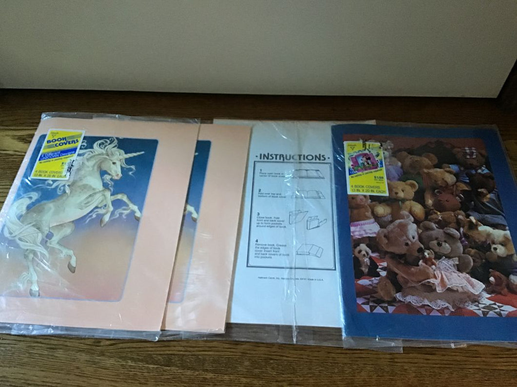 4 Sets of Book Covers-3 Unicorn 1 Teddy 4 Sets of 4 each Book Covers