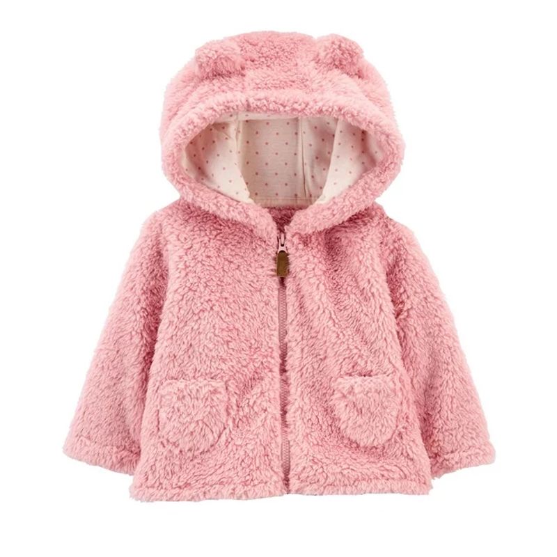 Carters NWT Pink Fleece Zip-Up Teddy Bear Jacket 3 Months