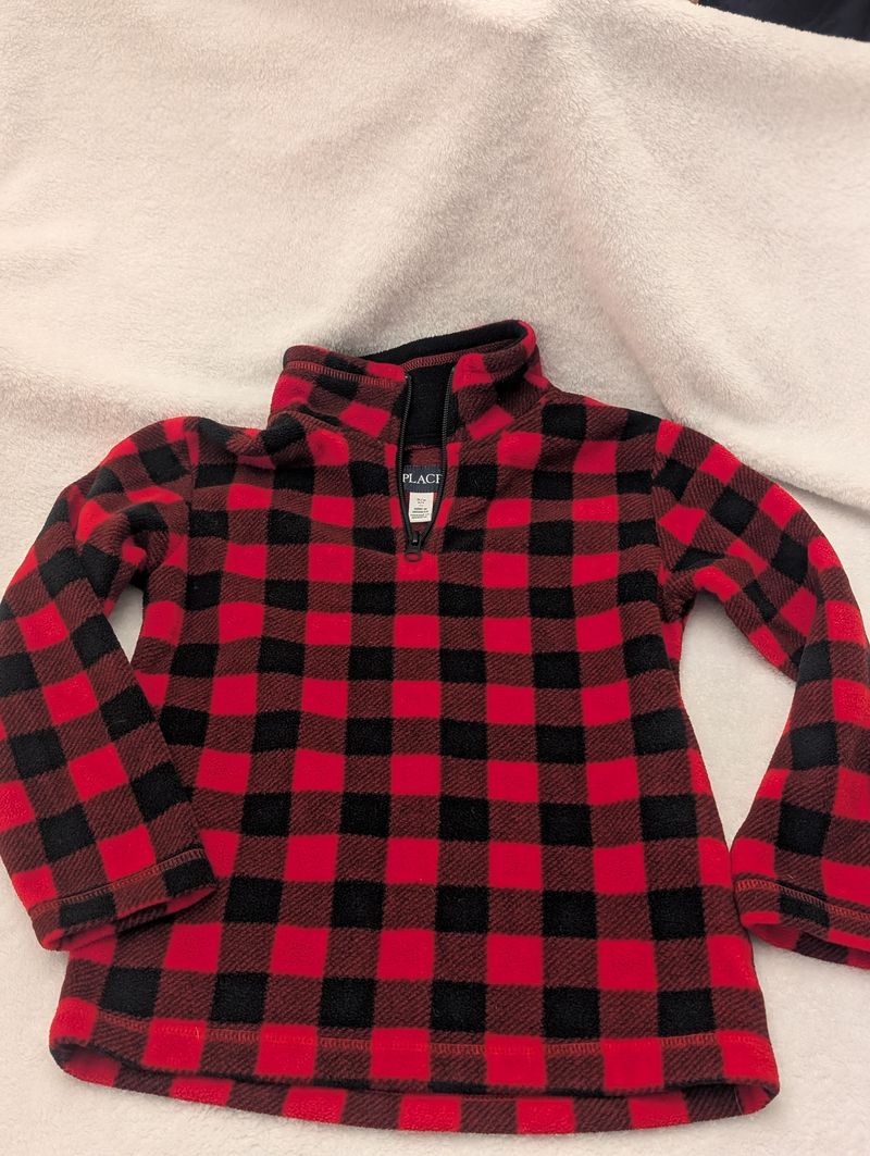 Children's Place Red plaid, fleece zip jacket 6
