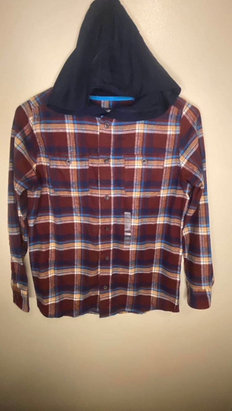 Osh Kosh NWOT Plaid Long Sleeve red blue 12