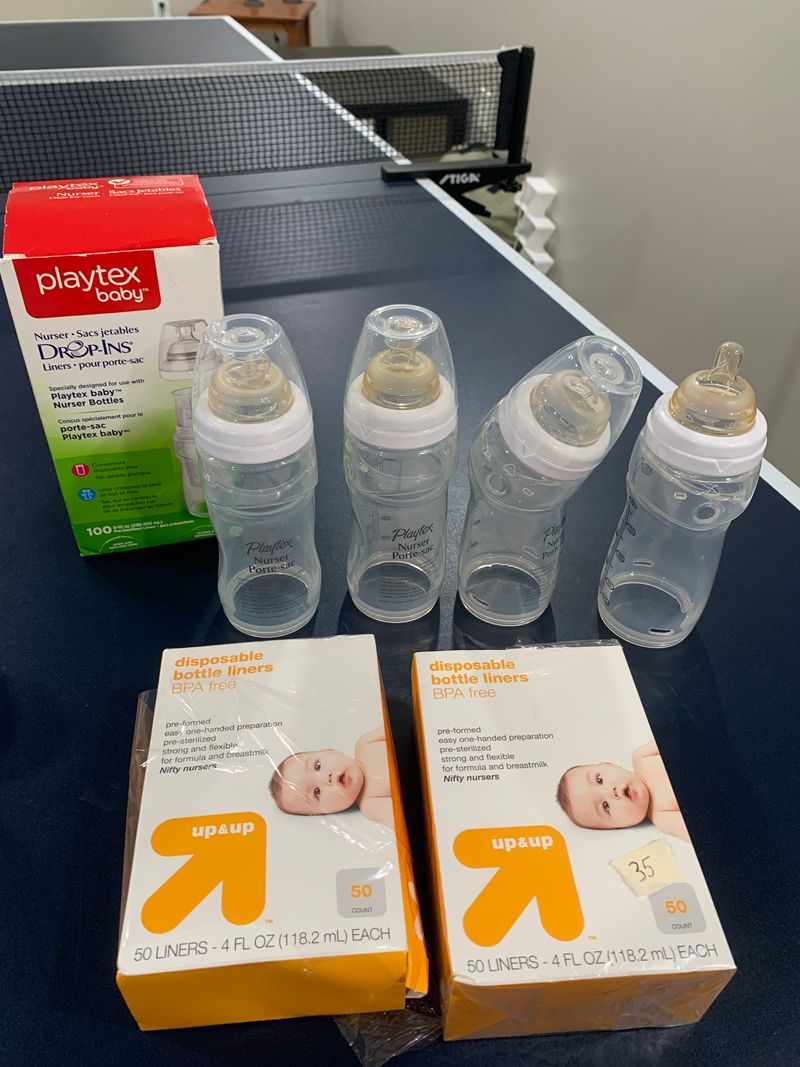 Playtex Drop Ins bottle and liners set, 4 bottles, lots of liners