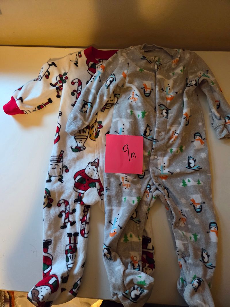 2 christmas fleece pjs  9 Months