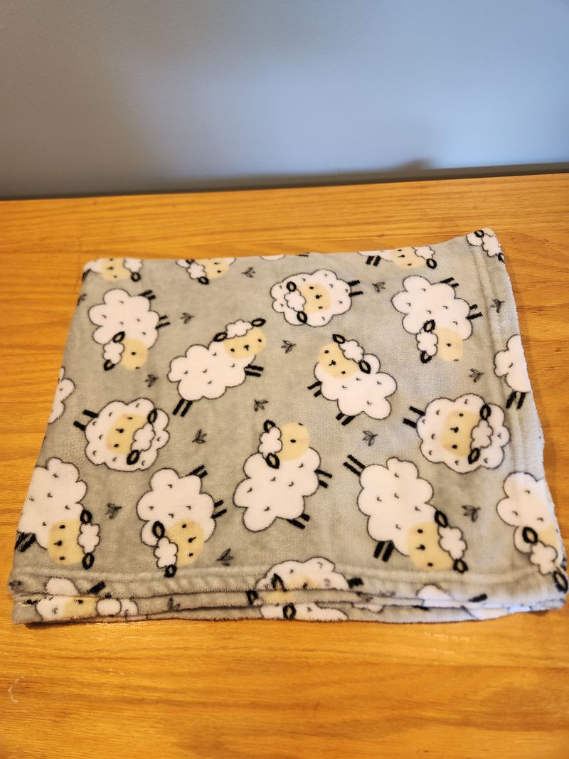 Parents choice Grey sheep pattern plush baby blanket 2.5 x 5, like new Blanket