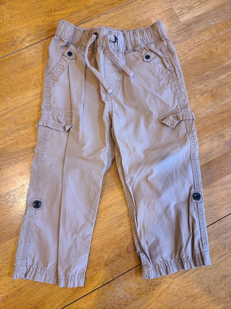 12-18 months Koala Kids khaki pants functional drawstring, elastic waste 12 Months