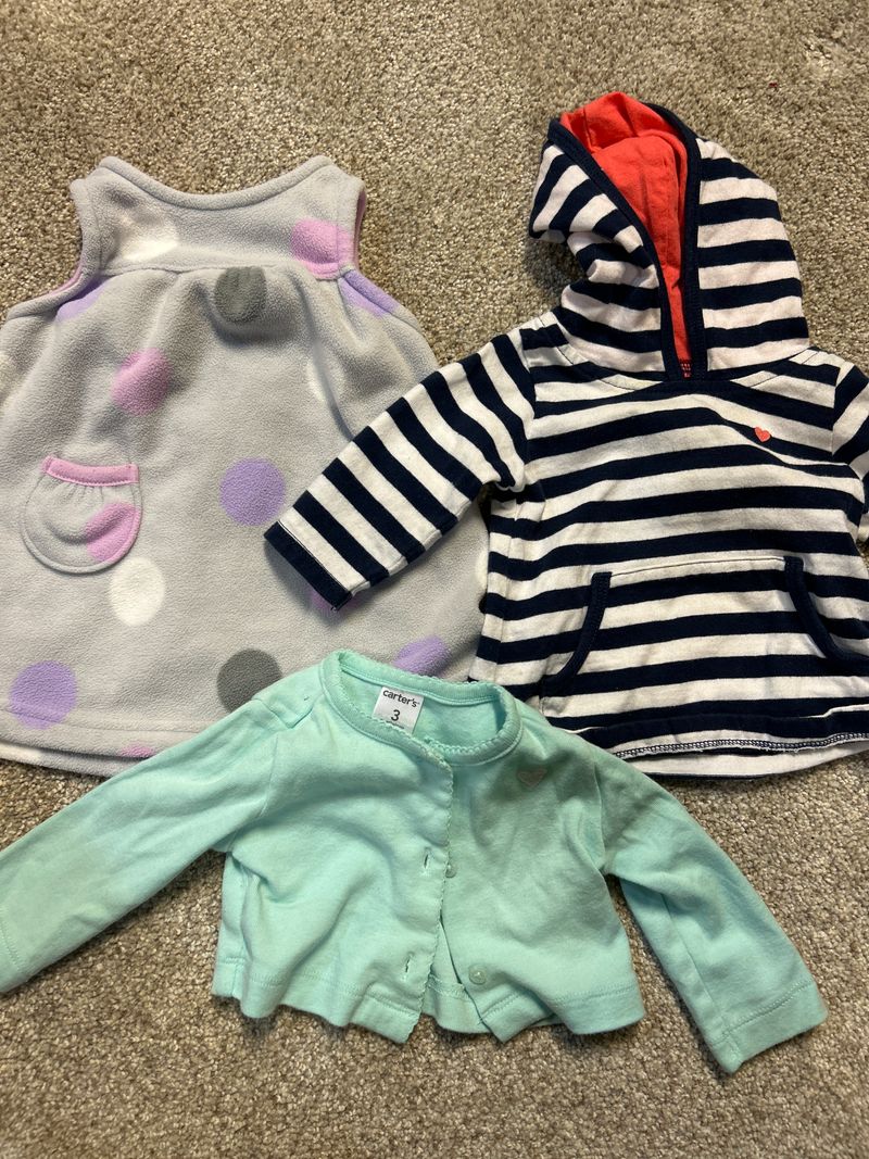 Carter 3m girl sweaters/vests Long sleeve fleece vest cotton hoodie and cotton sweater 3 Months