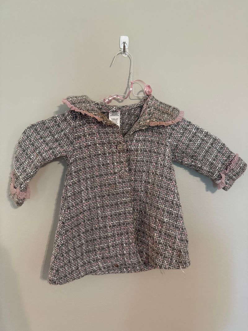 Boutique Grey and pink tweed overcoat 12 Months