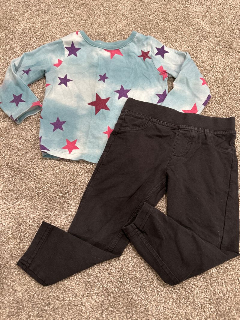 Star shirt with black leggings  18 Months