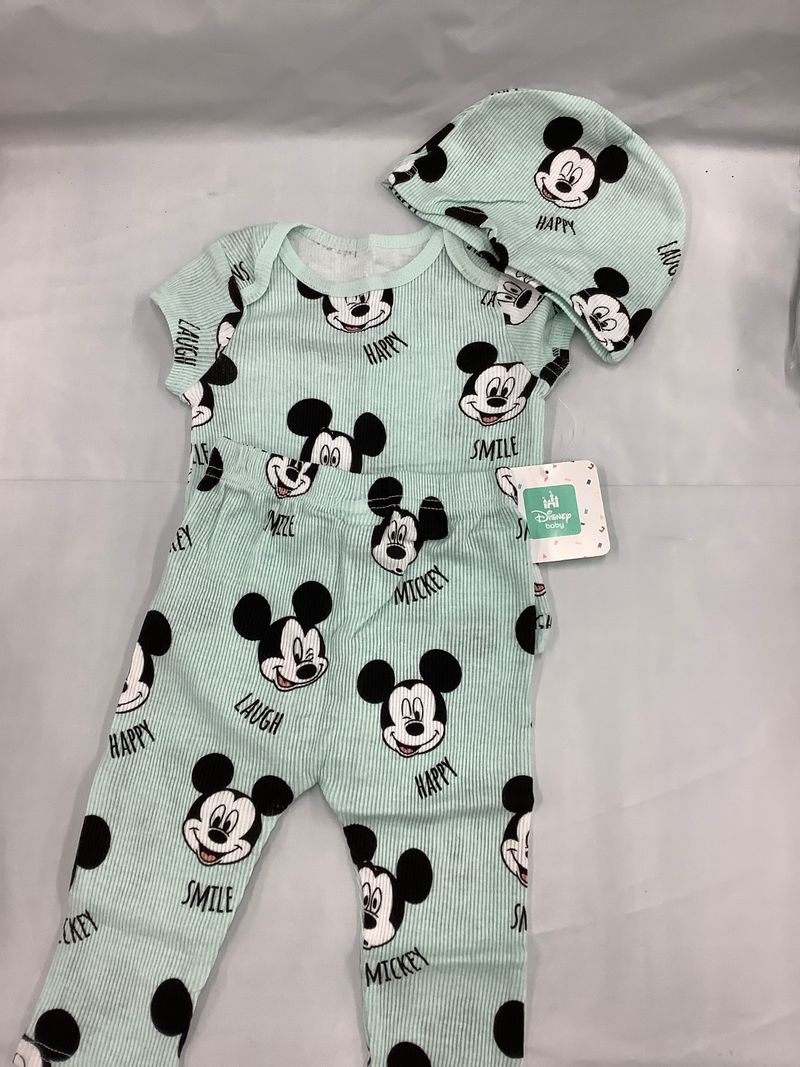 Disney Baby NWT Size 6-9 mo Mickey 3 piece set onesie, pants, hat 6 Months