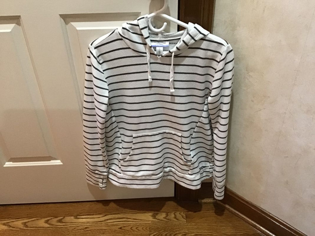 Motherhood Maternity Nursing Sweatshirt Hooded Black/White Striped Nursing Shirt Women's Small 4-6
