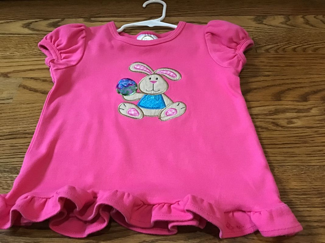5T B B Boutique Pink Cotton Bunny Top Size 5T Pink Puffed Sleeve Bunny Top 5T