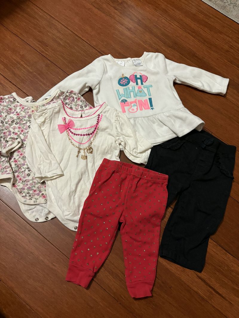 6-9M 2 pants, 3 long sleeve  6 Months