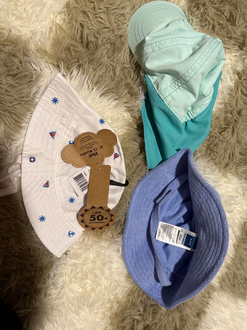Target, Old Navy, Baby Essentials Size 0-6 swim hats. NEW 3 Months