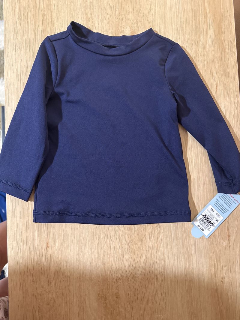 Cat and Jack nwt navy long sleeve swim shirt 12 Months