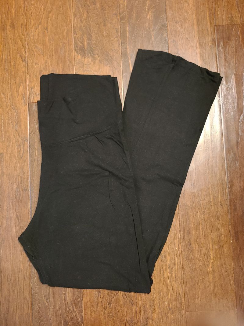 Planet Motherhood, black knit flared long pants light pilling upper inseam Women's XL 16