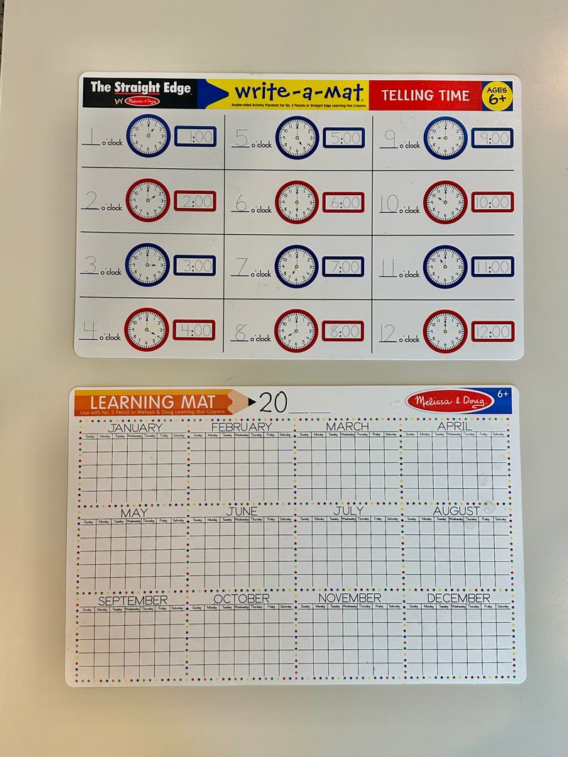 Melissa and Doug learning place mats set of 2 Months of the year and telling time